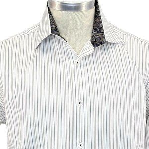 English Laundry Dress Shirt Christopher Wicks Mens 16 French Cuff Paisley